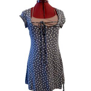 SMASH - Two pieces Grey dress - delicate white skulls &  taupe tank top - large